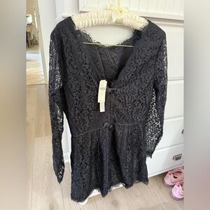 Anthropologie Allover lace Black Lace Romper